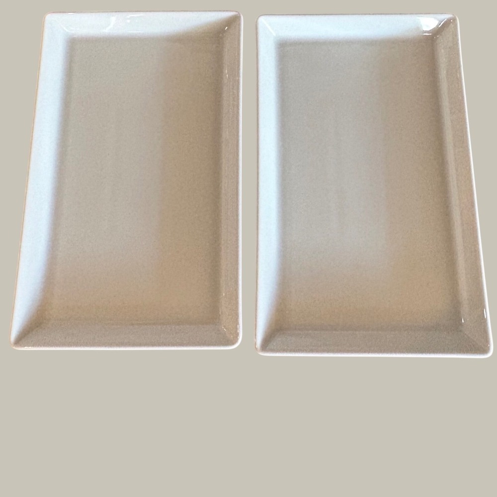 Alaska Airlines Schonwald Germany AS 8010 White Porcelain Rectangle Plates Setx2